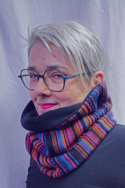 MAXI Loop | Bunt gestreift | Merino-Jacquard &amp; Strick