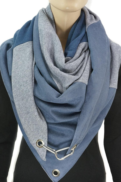 Karabinertuch |  Materialmix helles Jeansblau