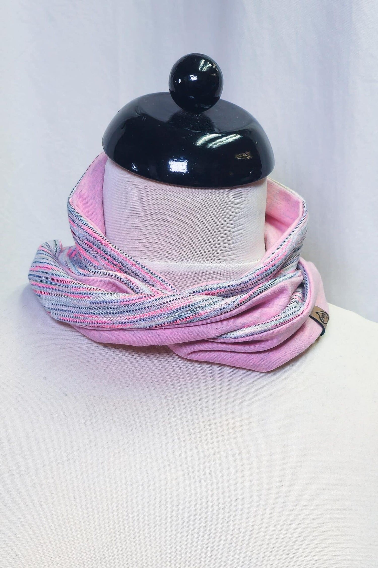MINI Schal Rosé Grau Streifen