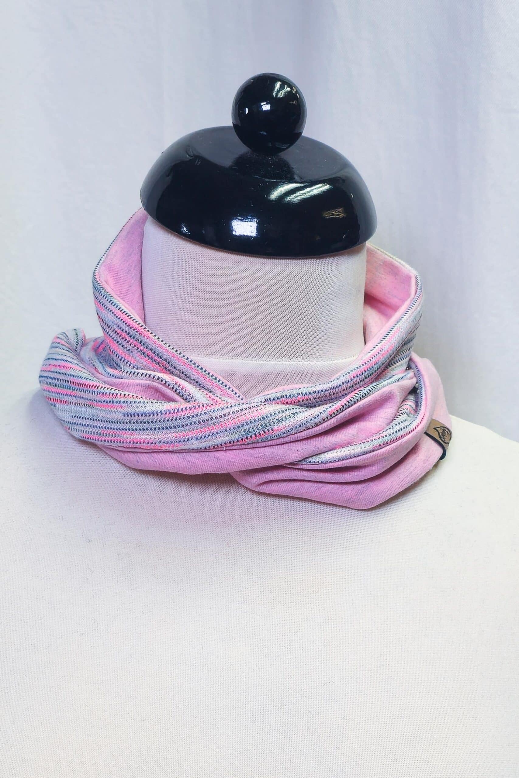 MINI Schal Rosé Grau Streifen