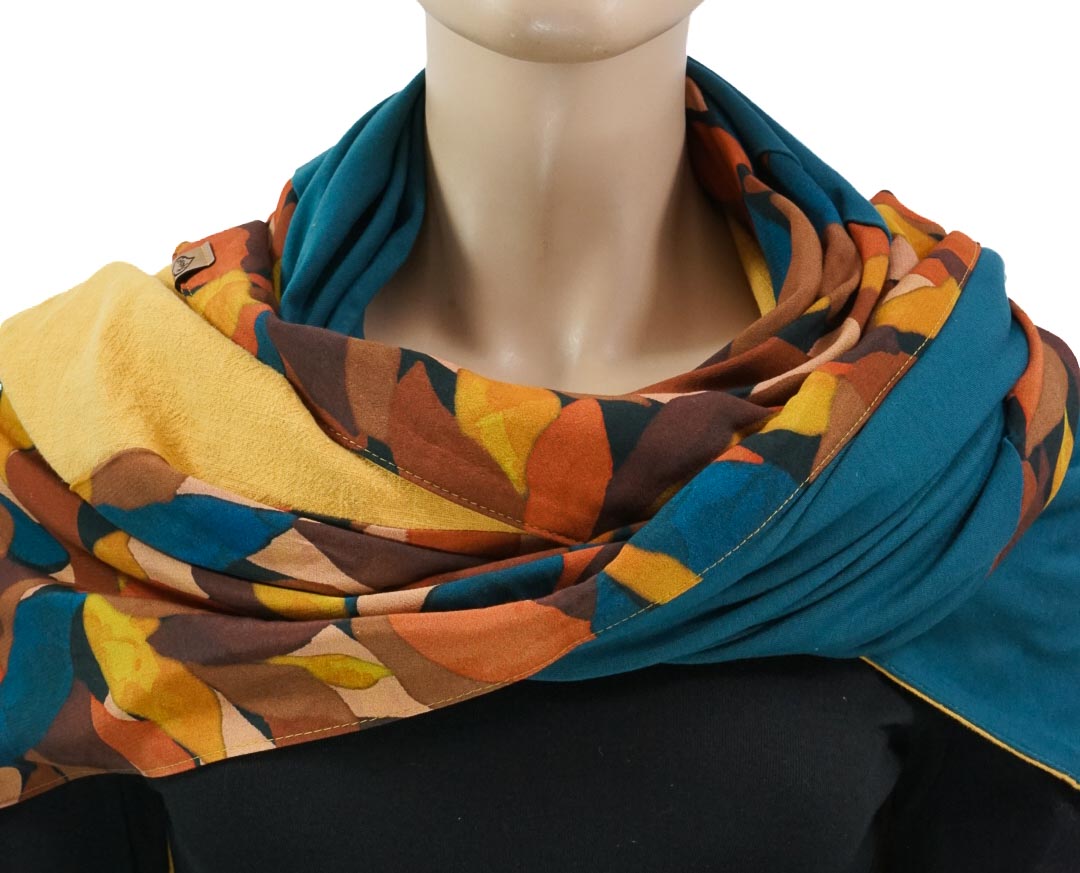 Set CHIARA Petrol &amp; Karabinertuch HERBSTLAUB