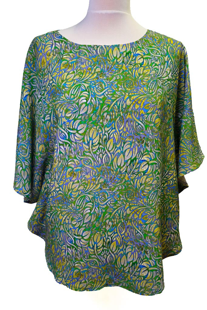 Shirt SINA LIMONE | 100% Viskose | Grün Blau Limette