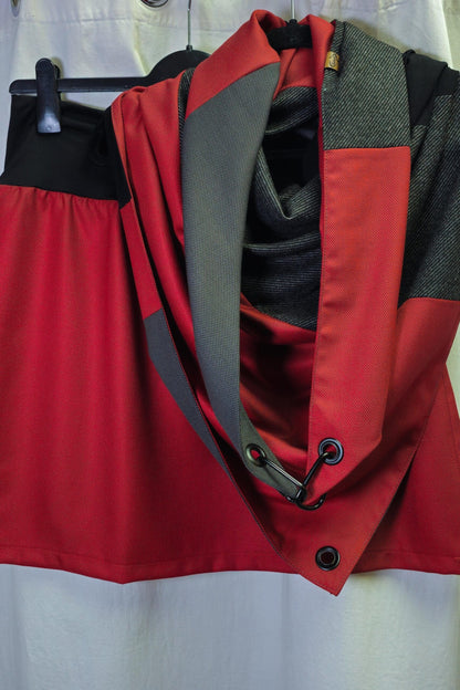 Set mit Rock, rot-grau-schwarz