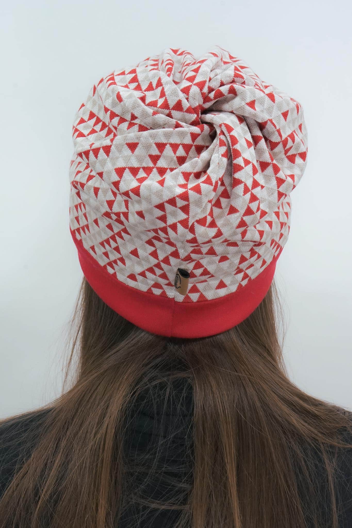 TWIST Mütze, Minidreiecke, rot/naturweiß