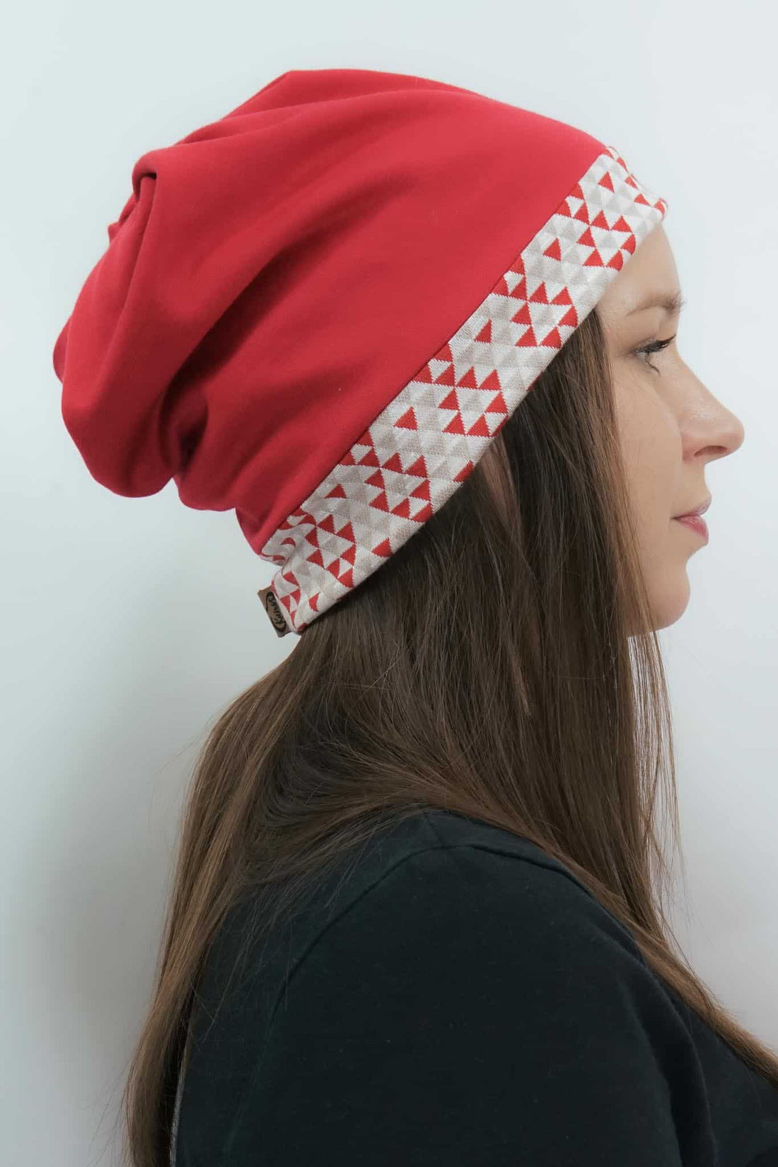 TWIST Mütze, Minidreiecke, rot/naturweiß