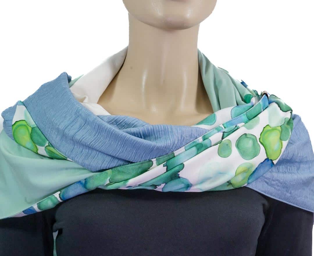 Dreieckstuch mit Karabiner, Sommertuch WATERDROP_blau