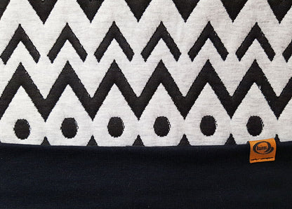 Stoffrock, schwarz, naturweiß, Chevron