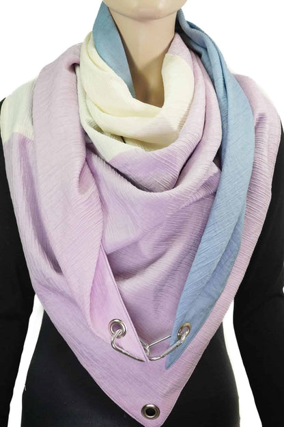 Dreieckstuch mit Karabiner, colour blocking in pastell mit Flieder