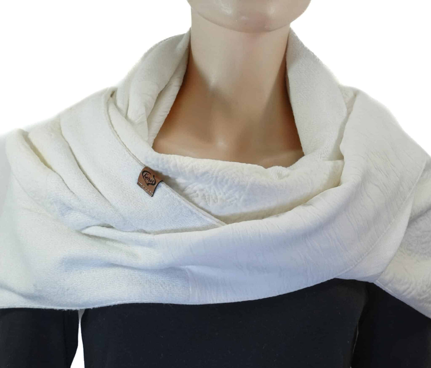 Dreieckstuch mit Karabiner, monochromer Mix in wollweiß/creme