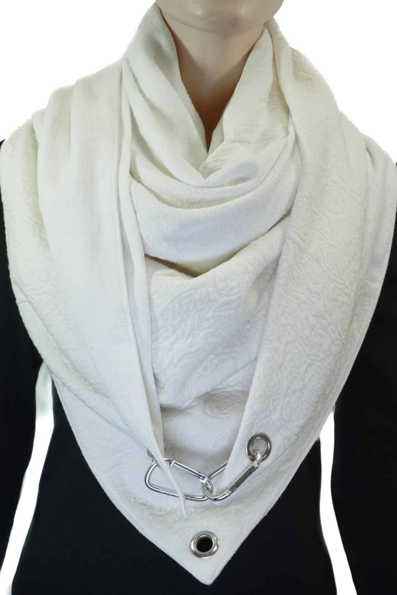 Dreieckstuch mit Karabiner, monochromer Mix in wollweiß/creme