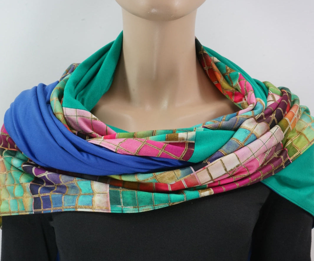 Karabinertuch BURANO aquagrün-royalblau