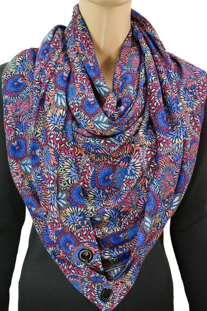 Karabinertuch BLÜTENMIX BLAU