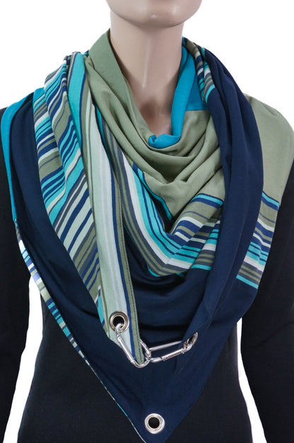 Karabinertuch | Streifenmix | marine-petrol-olive ____ RESERVIERT