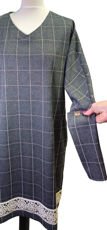 Kleid FLAVIA | Viskose Jacquard Grau