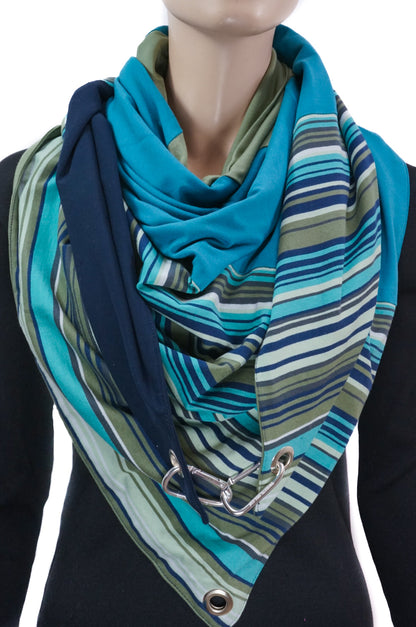 Karabinertuch | Streifenmix | marine-petrol-olive ____ RESERVIERT